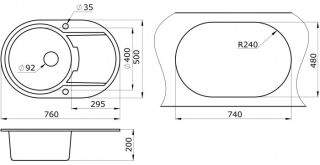 Мойка кухонная Paulmark Fittich PM317650-QU кварц